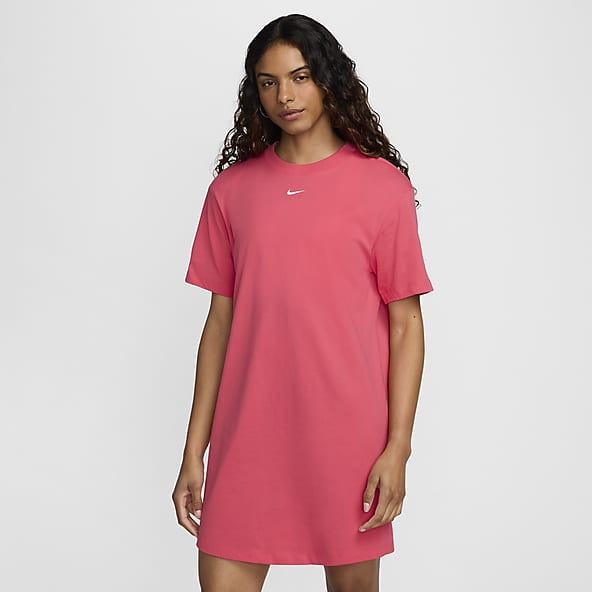 Pink and white nike dress top